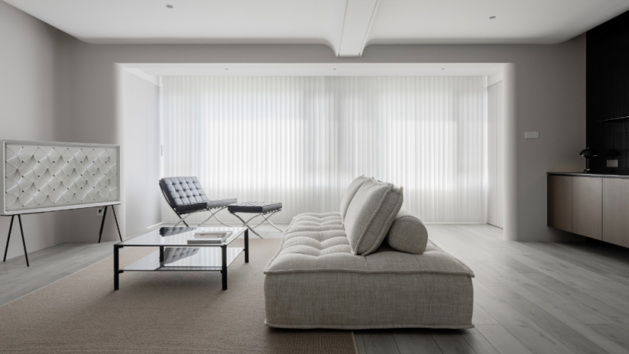 暖灰色装修效果图--应用小蓝鲸石晶源木OP514石晶地板