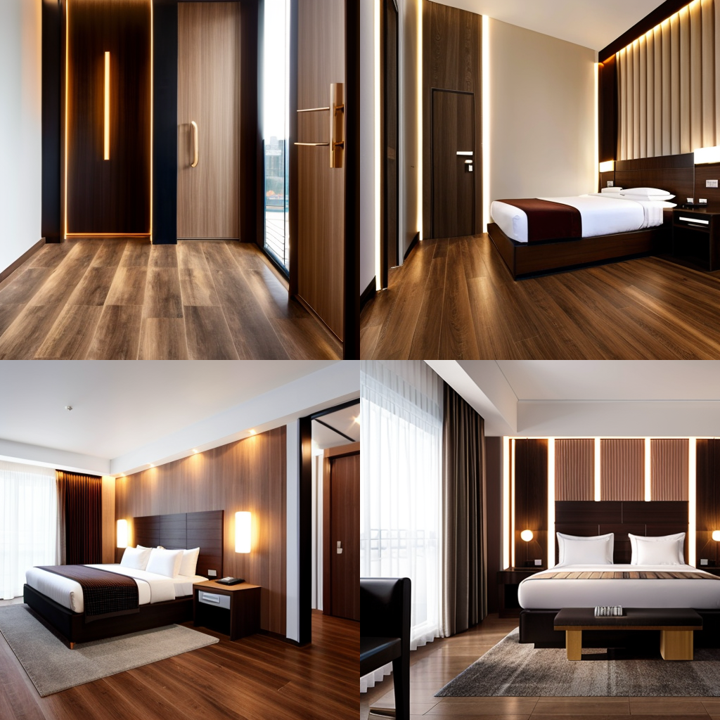 小蓝鲸石晶地板、石晶墙板宾馆装修轻奢实木风格效果图