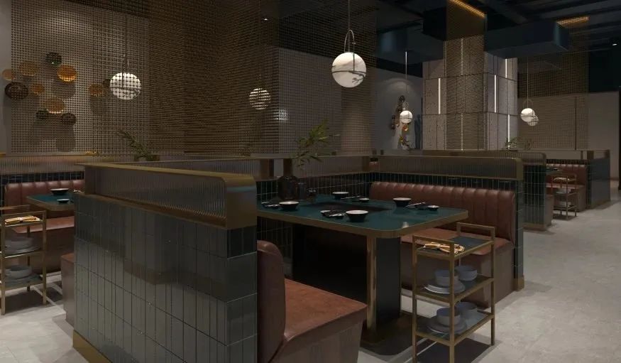 小蓝鲸石晶地板、石晶墙板火锅店案例